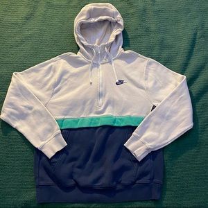 Tri-Color Block Nike Quarter-Zip Hoodie Medium